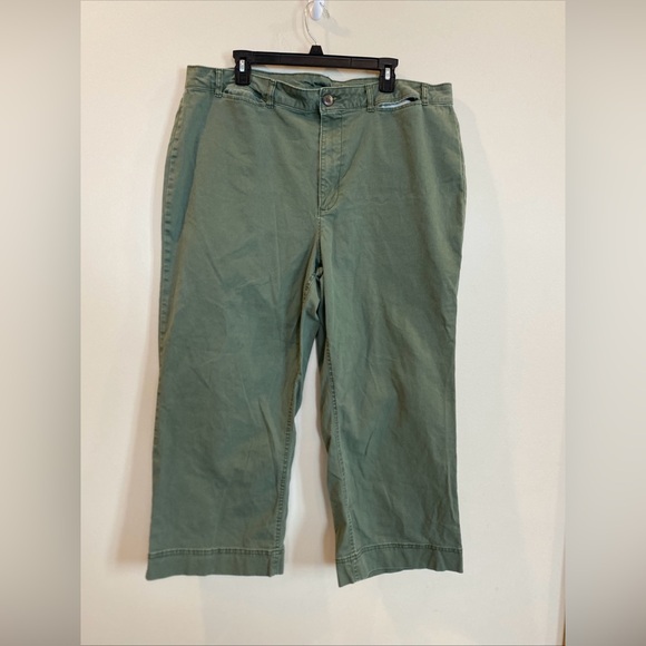 Old Navy Wide Leg Pants Green Womens Size 18 Cropped Heavyweight High Rise - Picture 1 of 5